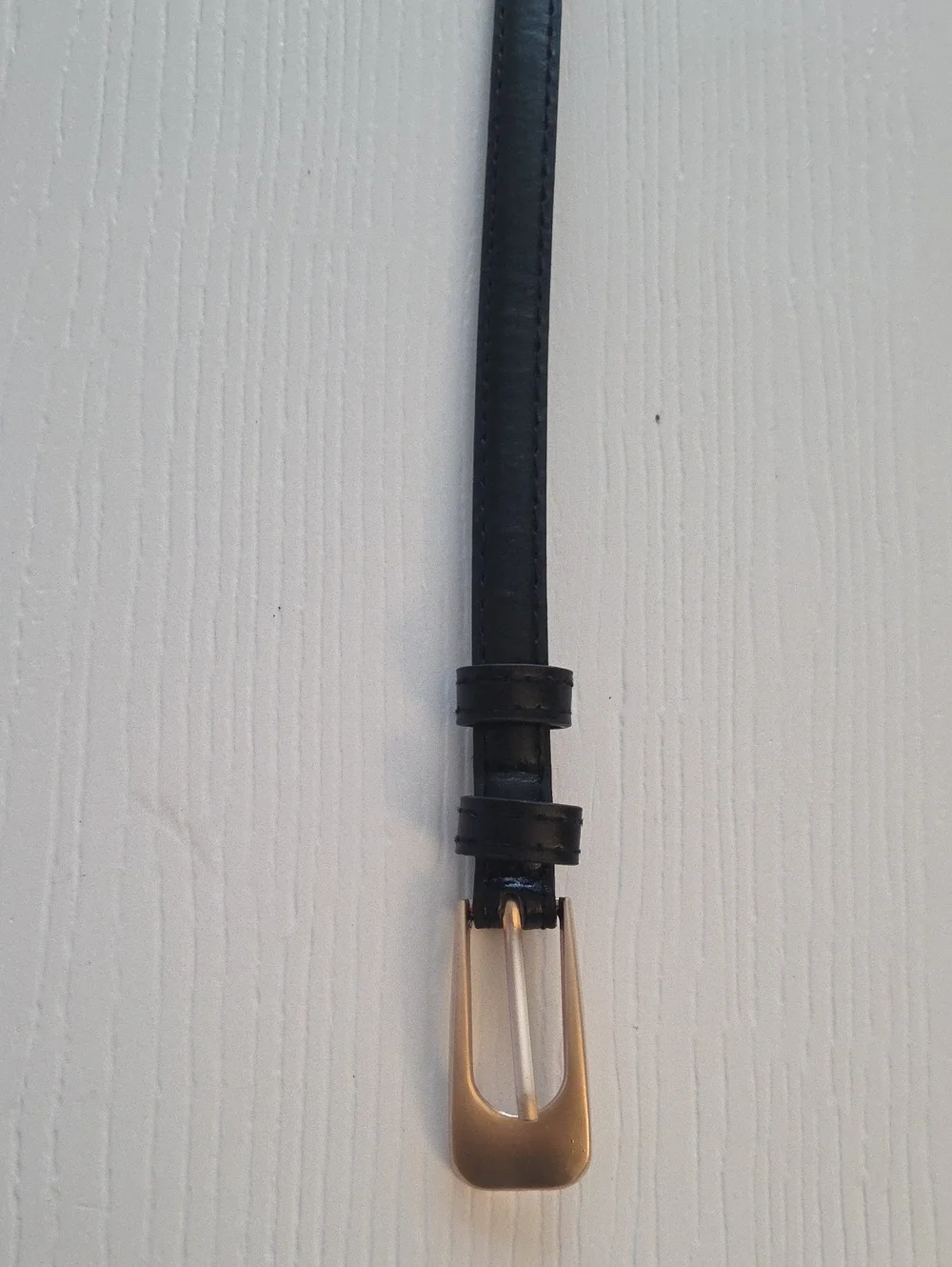 Thin Black Belt With Gold Buckle